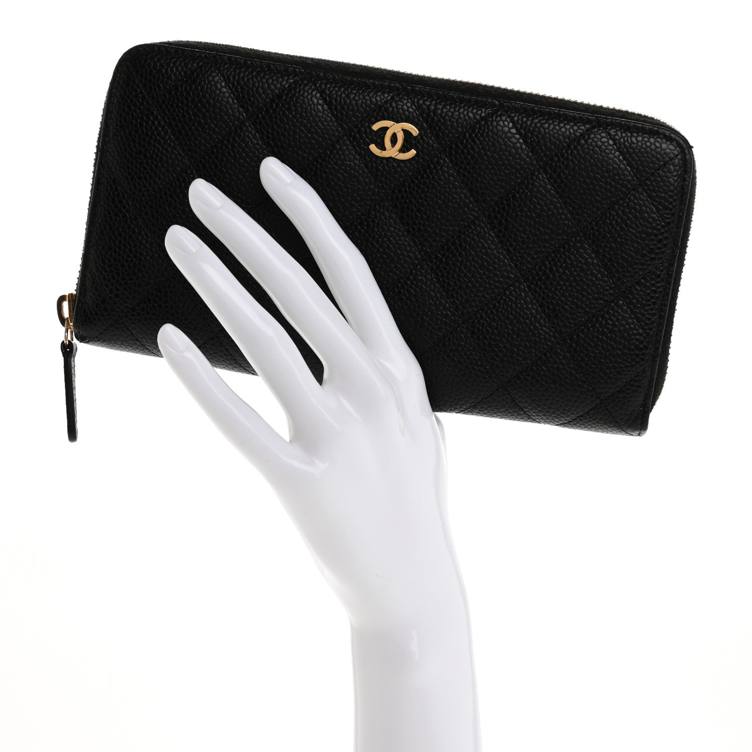 Chanel Caviar Quilted Large Gusset Zip Around Wallet Black 2 of 13