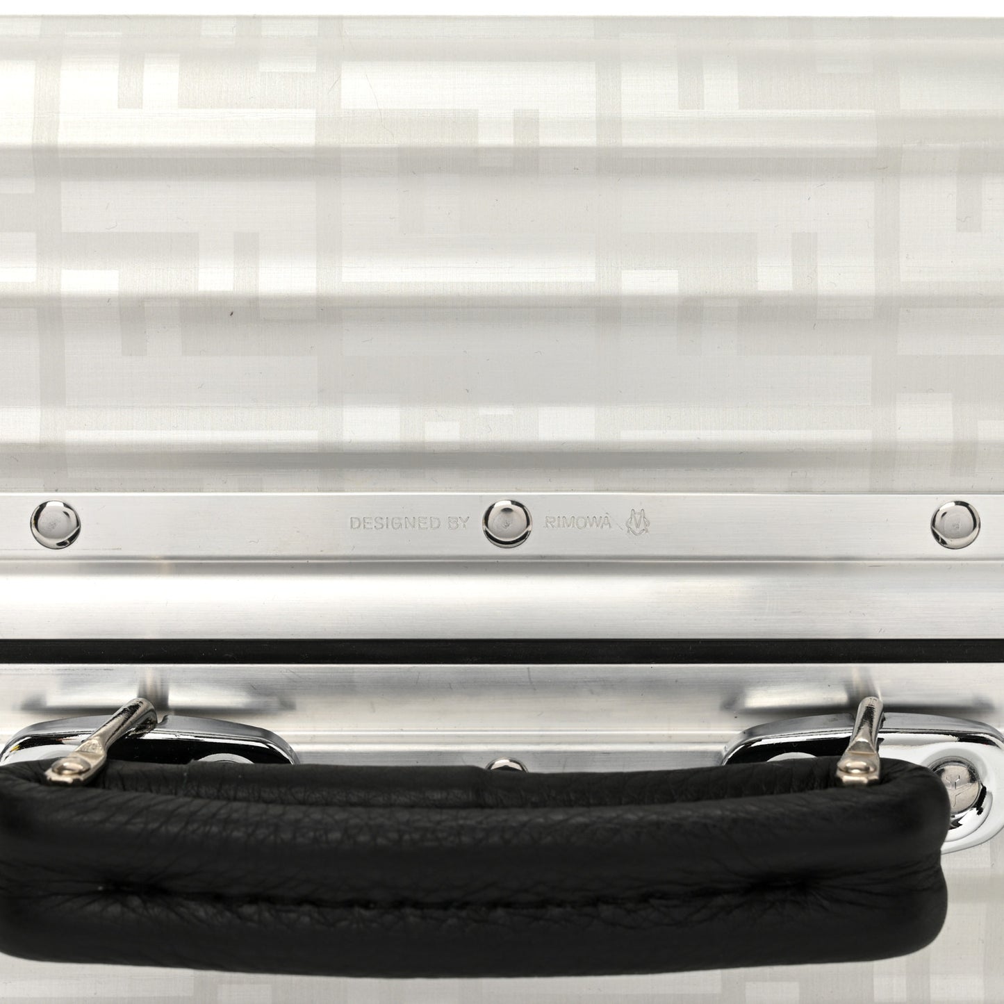 X RIMOWA Aluminum FF Print Roll Away Carry On Luggage Silver