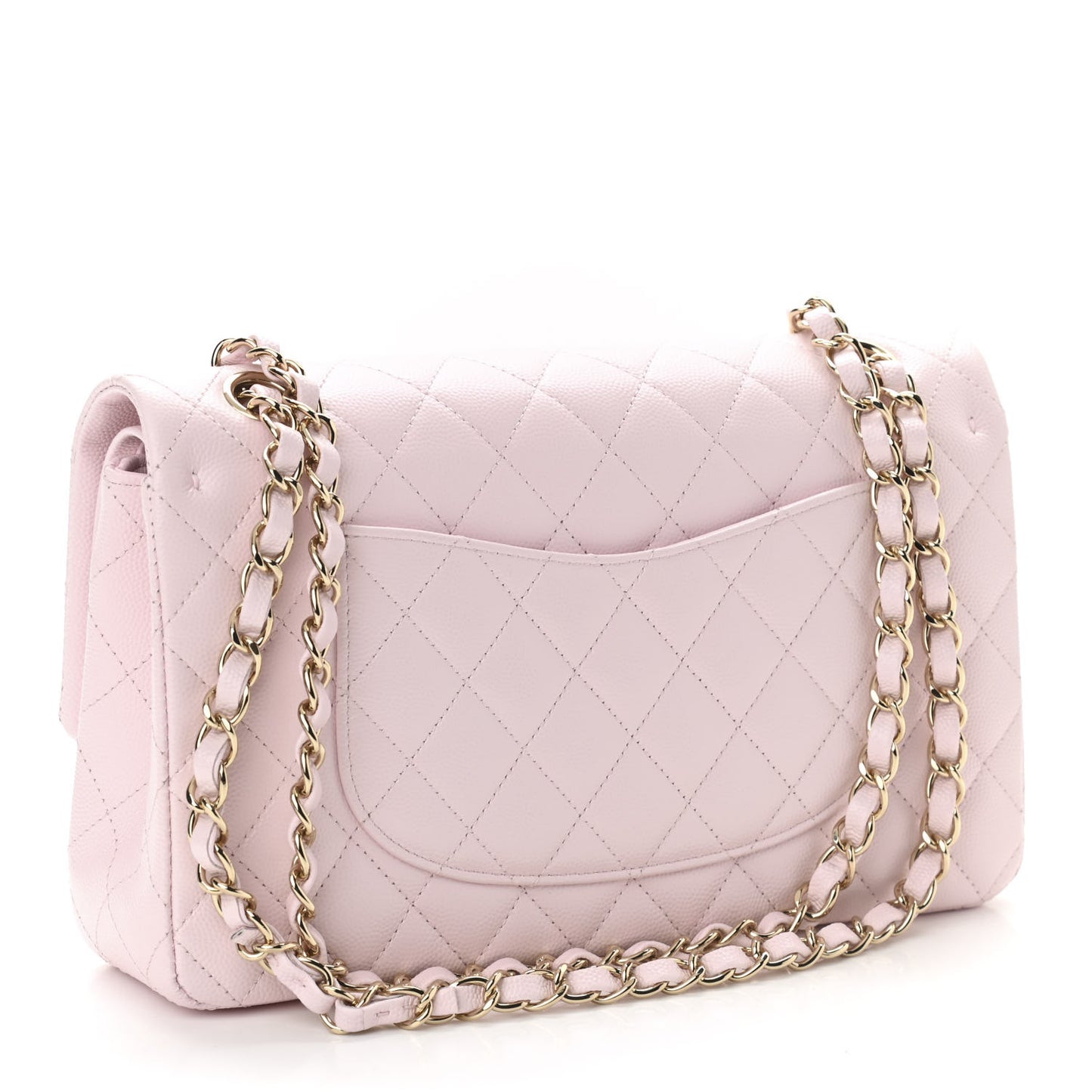 Caviar Quilted Medium Double Flap Light Pink