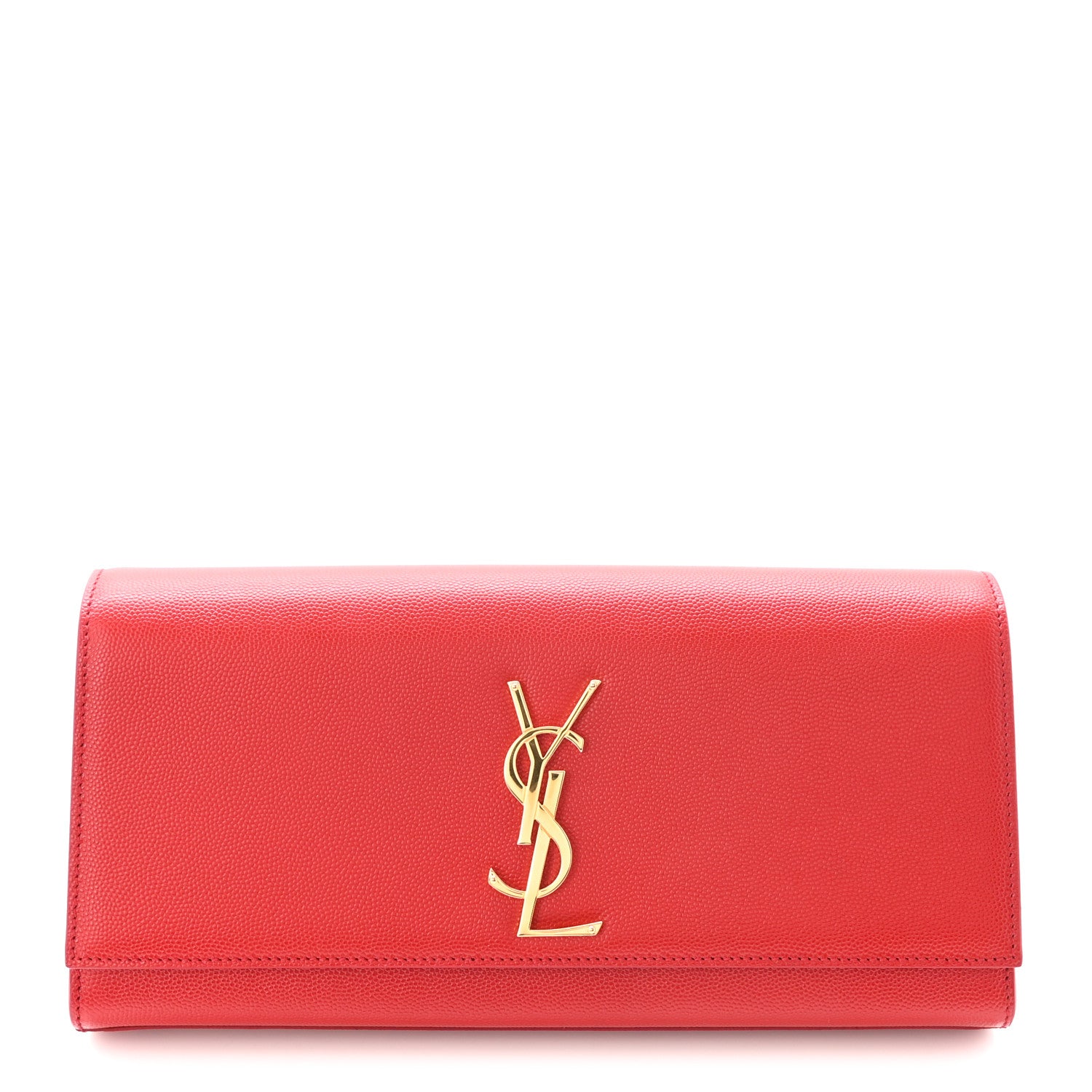Saint Laurent Grain De Poudre Classic Monogram Cassandre Clutch Red 1 of 7