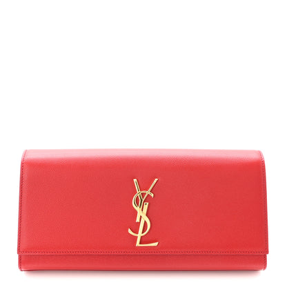 Saint Laurent Grain De Poudre Classic Monogram Cassandre Clutch Red 1 of 7