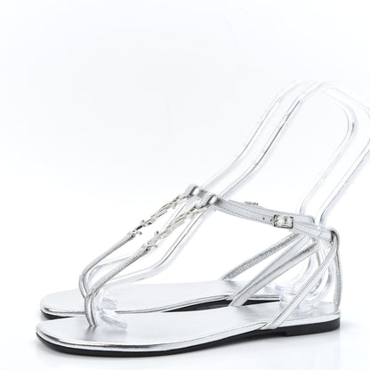 Saint Laurent Metallic Lambskin Nu Pieds 05 Thong Sandals 37 Argento 2 of 9