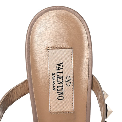 Valentino Garavani Calfskin Rockstud 60mm Caged Slide Sandals 37.5 Poudre 7 of 8