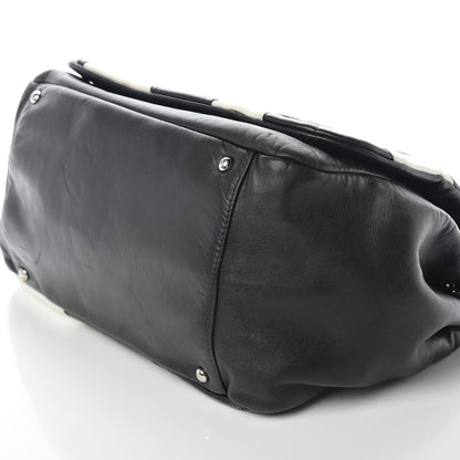 Chanel Lambskin Patchwork Accordion Flap Black White 6 of 9