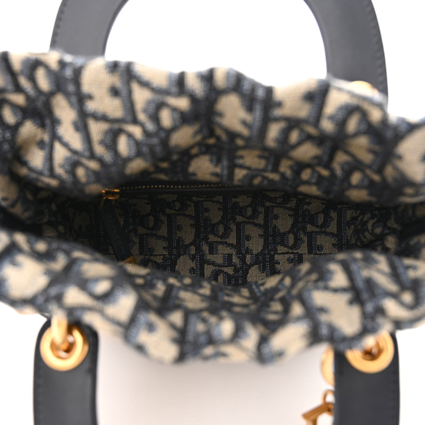 Wicker Oblique Mini Lady Dior Bag Blue