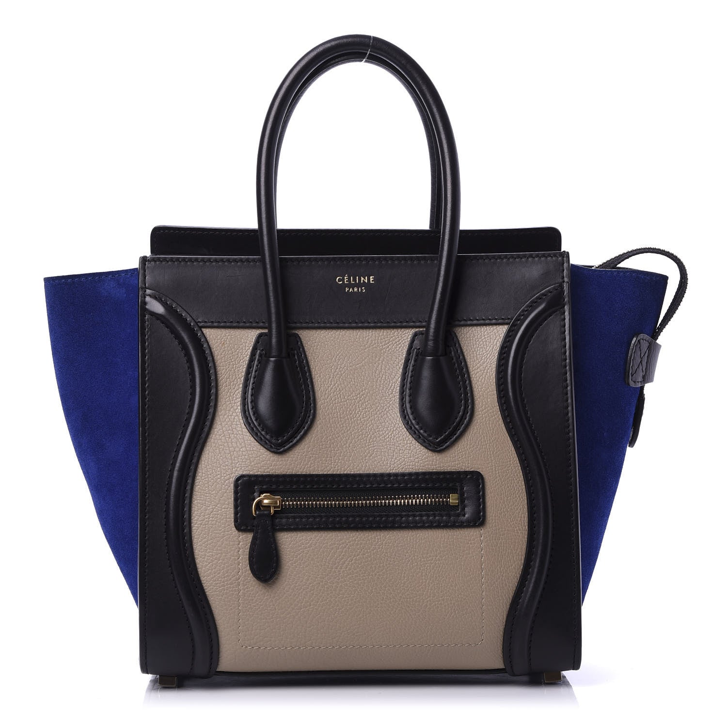 Celine Elephant Calfskin Suede Micro Tri-Color Luggage Sand 1 of 9