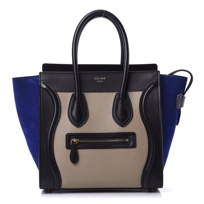 Celine Elephant Calfskin Suede Micro Tri-Color Luggage Sand 1 of 9