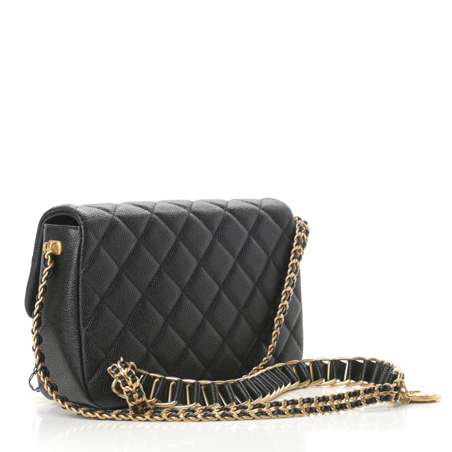 Caviar Quilted Chain Soul Flap Black