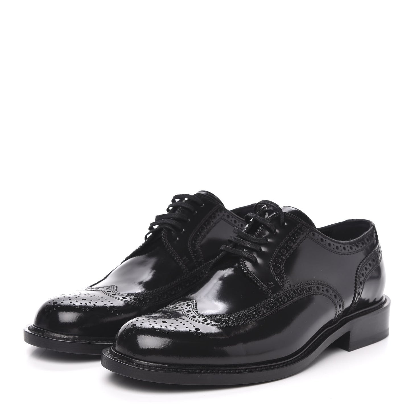 Patent Calfskin Army Brogue Wingtip Oxfords 41 Black