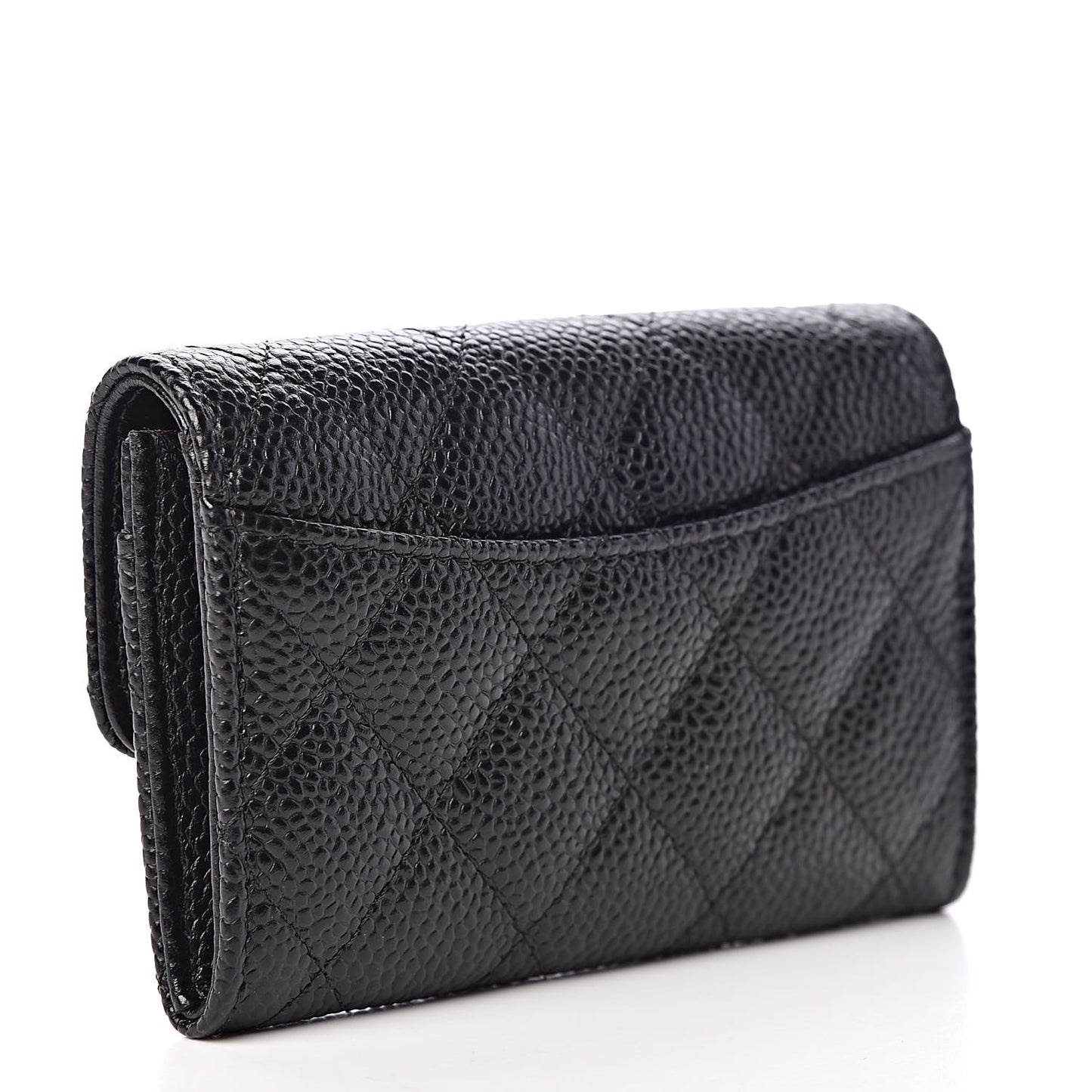 Caviar Quilted Flap Card Holder Black