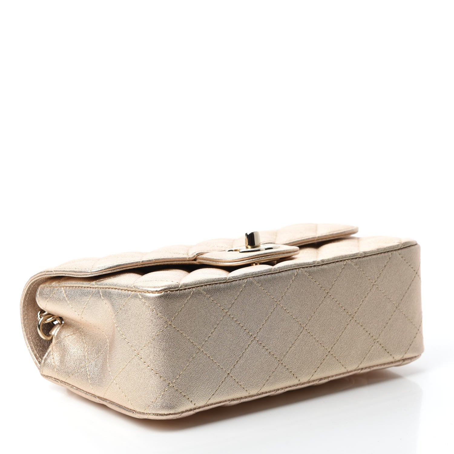 Chanel Metallic Lambskin Quilted Mini Rectangular Flap Gold 4 of 11