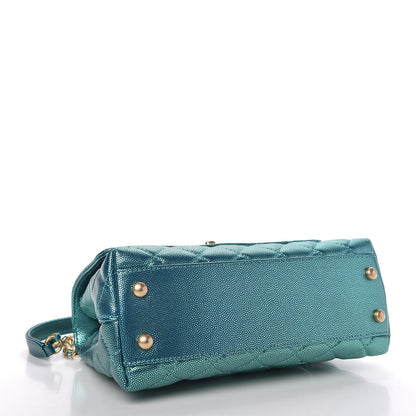 Chanel Metallic Caviar Quilted Mini Coco Handle Flap Blue 4 of 10