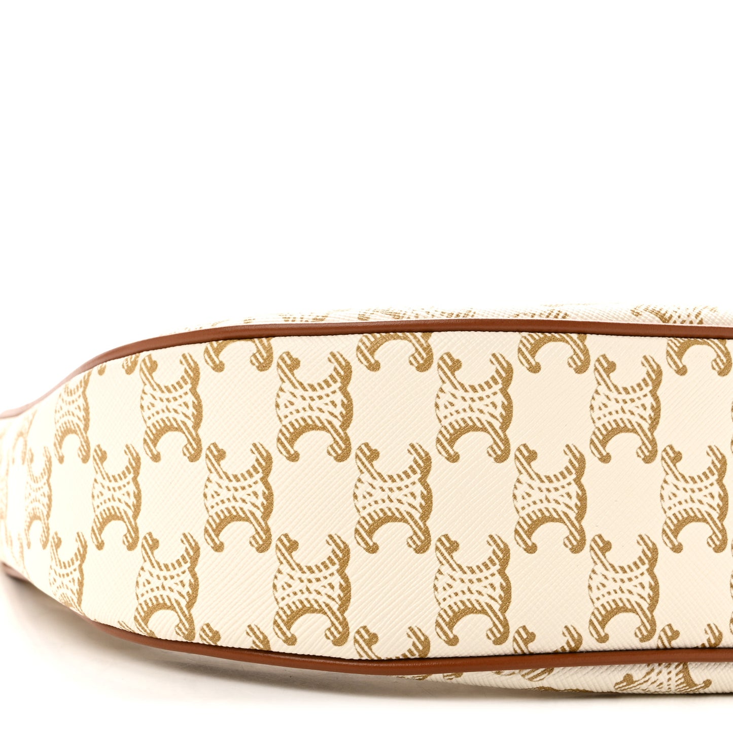 Canvas Calfskin Ava Triomphe Shoulder Bag White