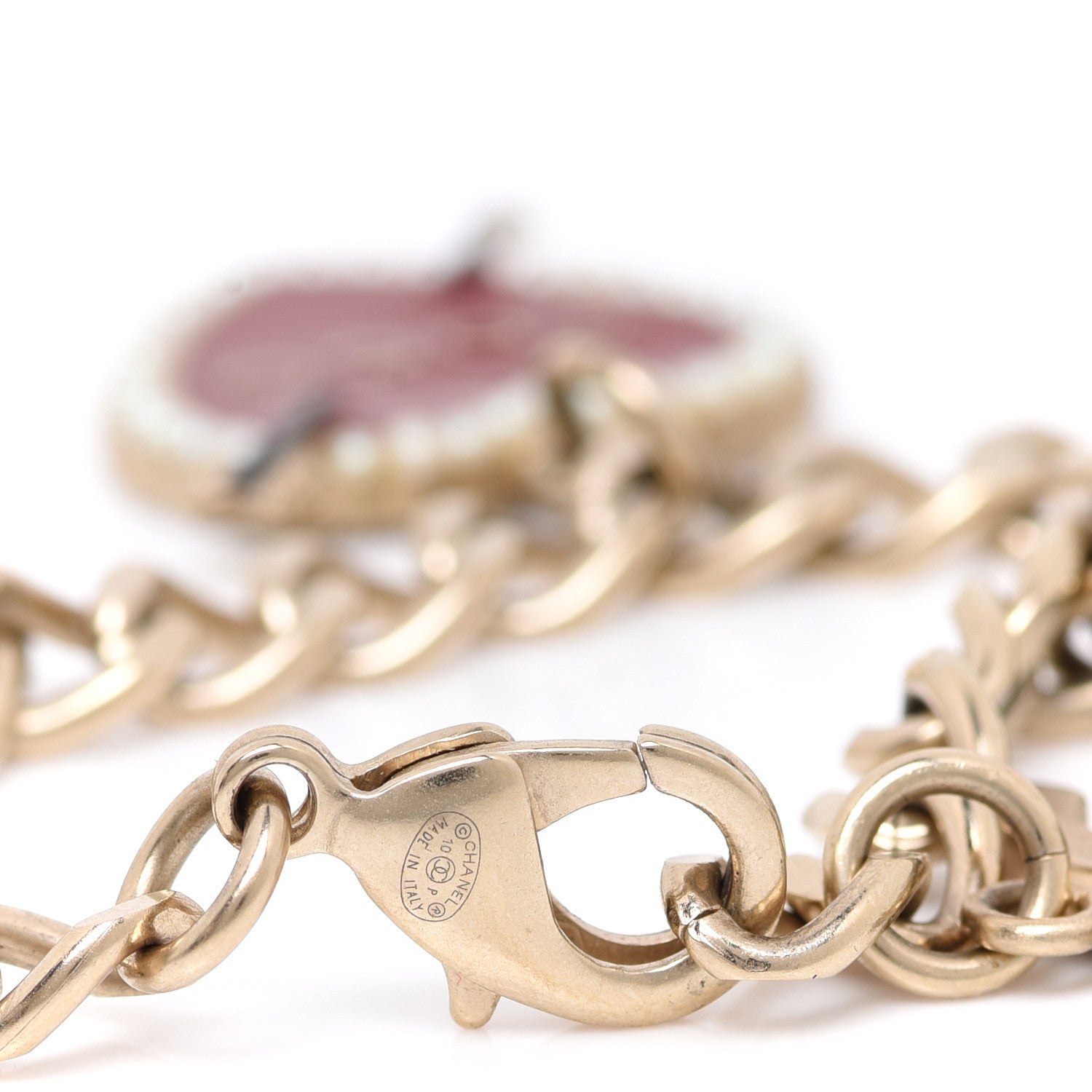 Chanel Metal Enamel Chain CC Charm Bracelet Gold Multicolor 4 of 5