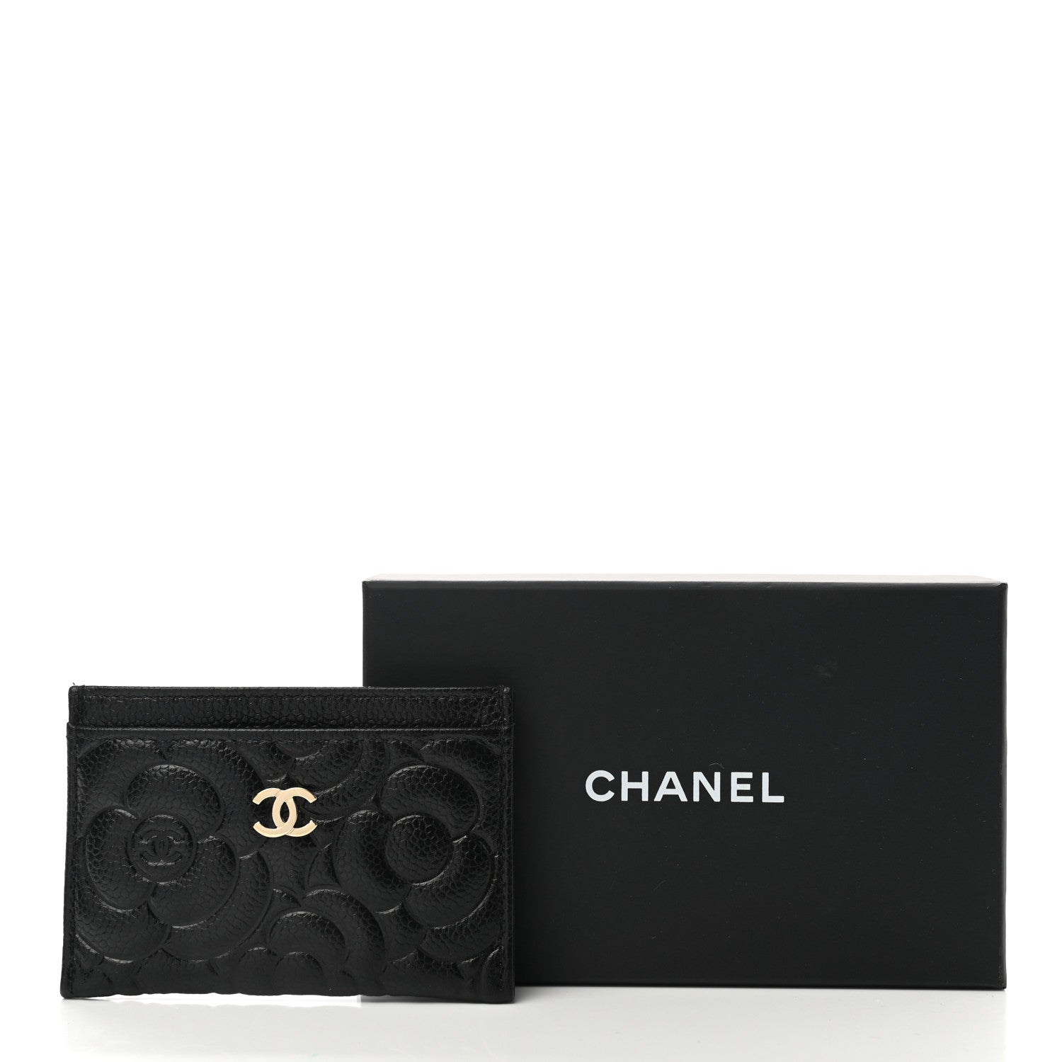 Chanel Caviar Camellia Embossed Card Holder Black 9 of 9