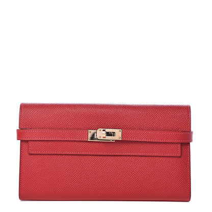 Hermes Epsom Kelly Longue Wallet Rouge Casaque 1 of 8