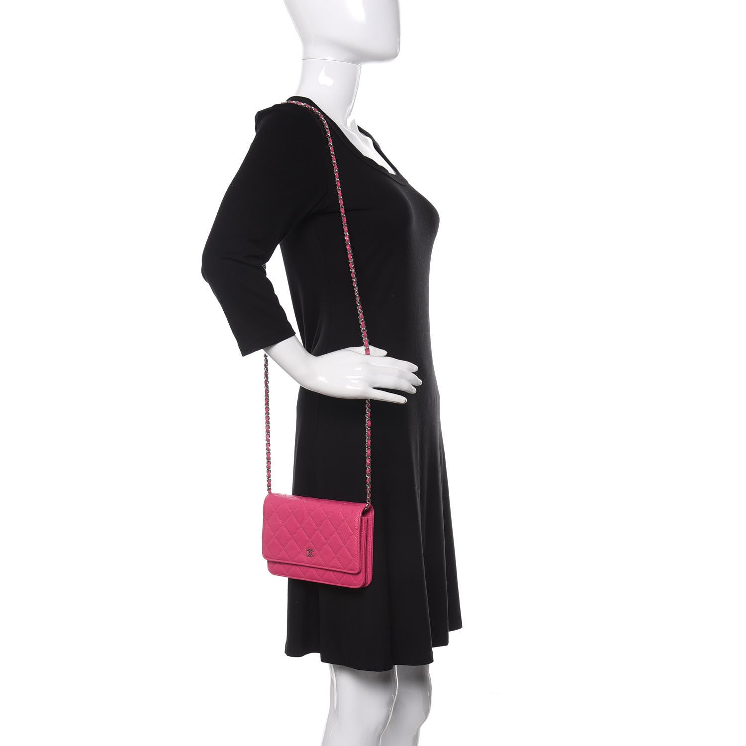 Chanel Caviar Quilted Wallet on Chain WOC Pink 2 of 12