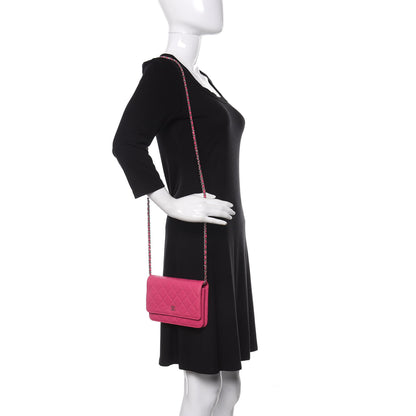 Chanel Caviar Quilted Wallet on Chain WOC Pink 2 of 12