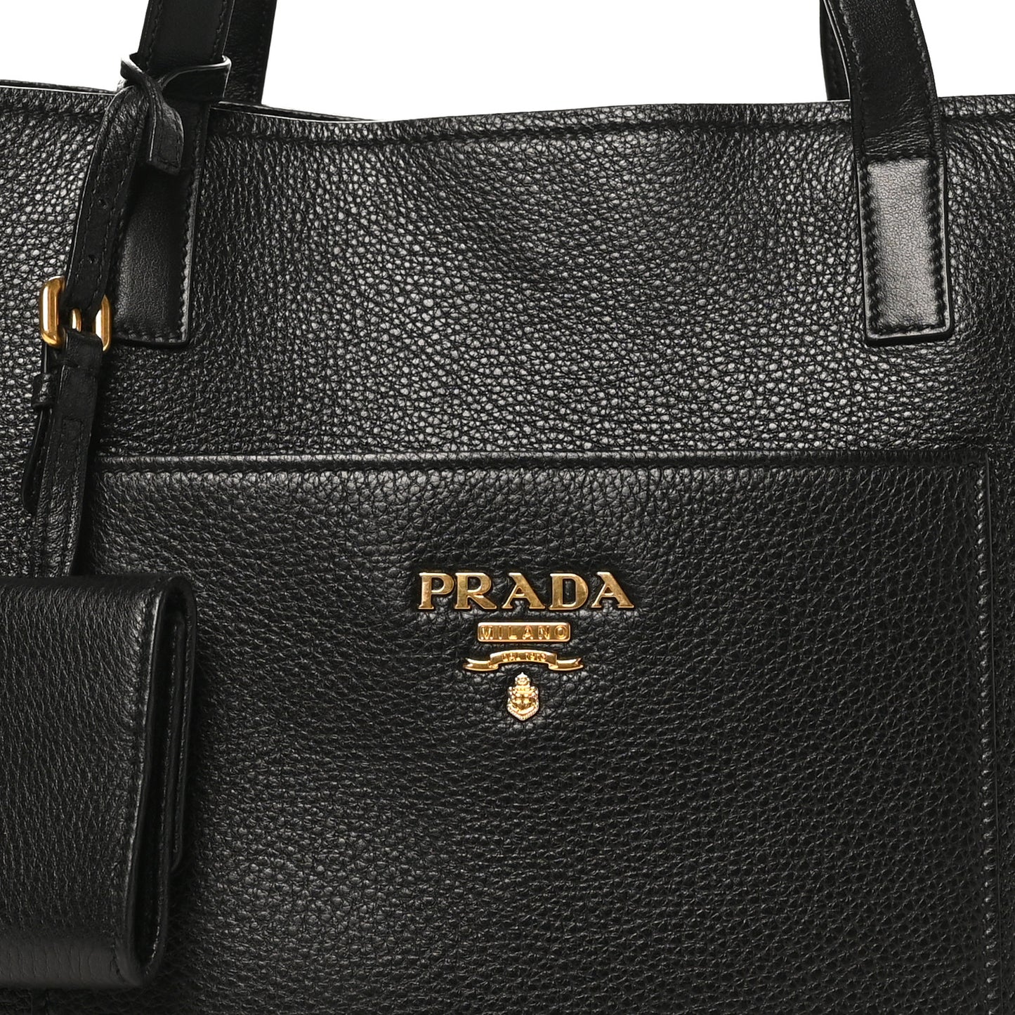 Vitello Daino Pocket Shopping Tote Black
