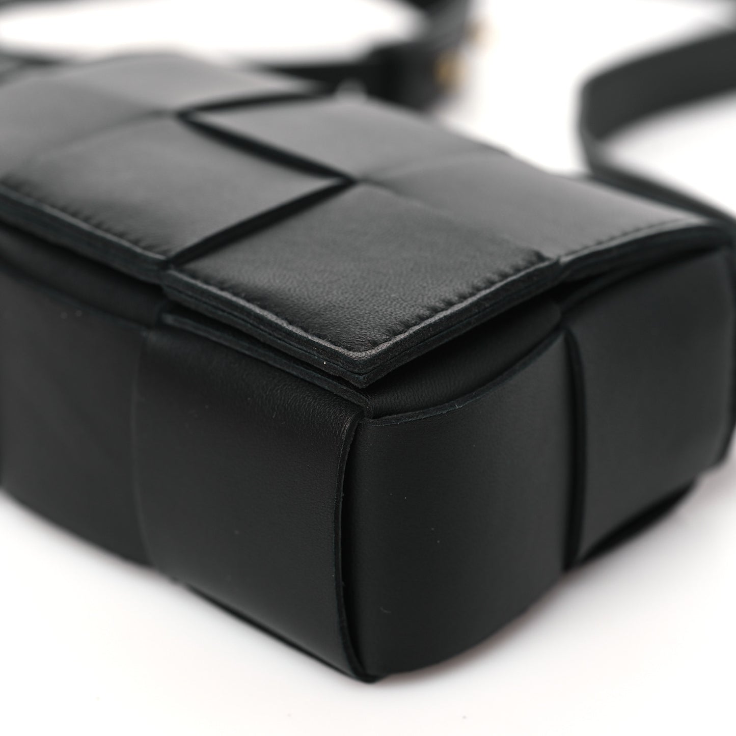 Lambskin Maxi Intrecciato Extra Mini Cassette Crossbody Bag Black