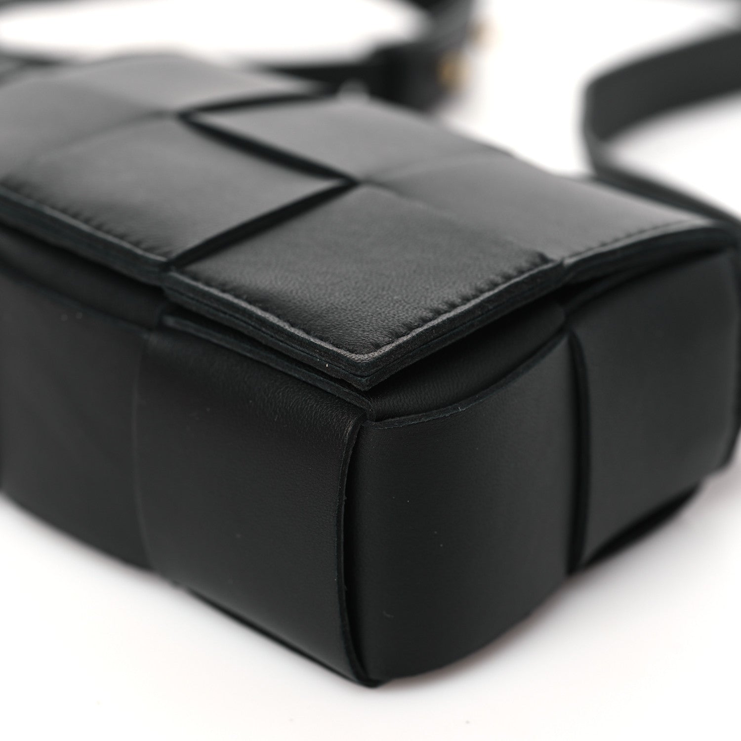 Bottega Veneta Lambskin Maxi Intrecciato Extra Mini Cassette Crossbody Bag Black 8 of 9