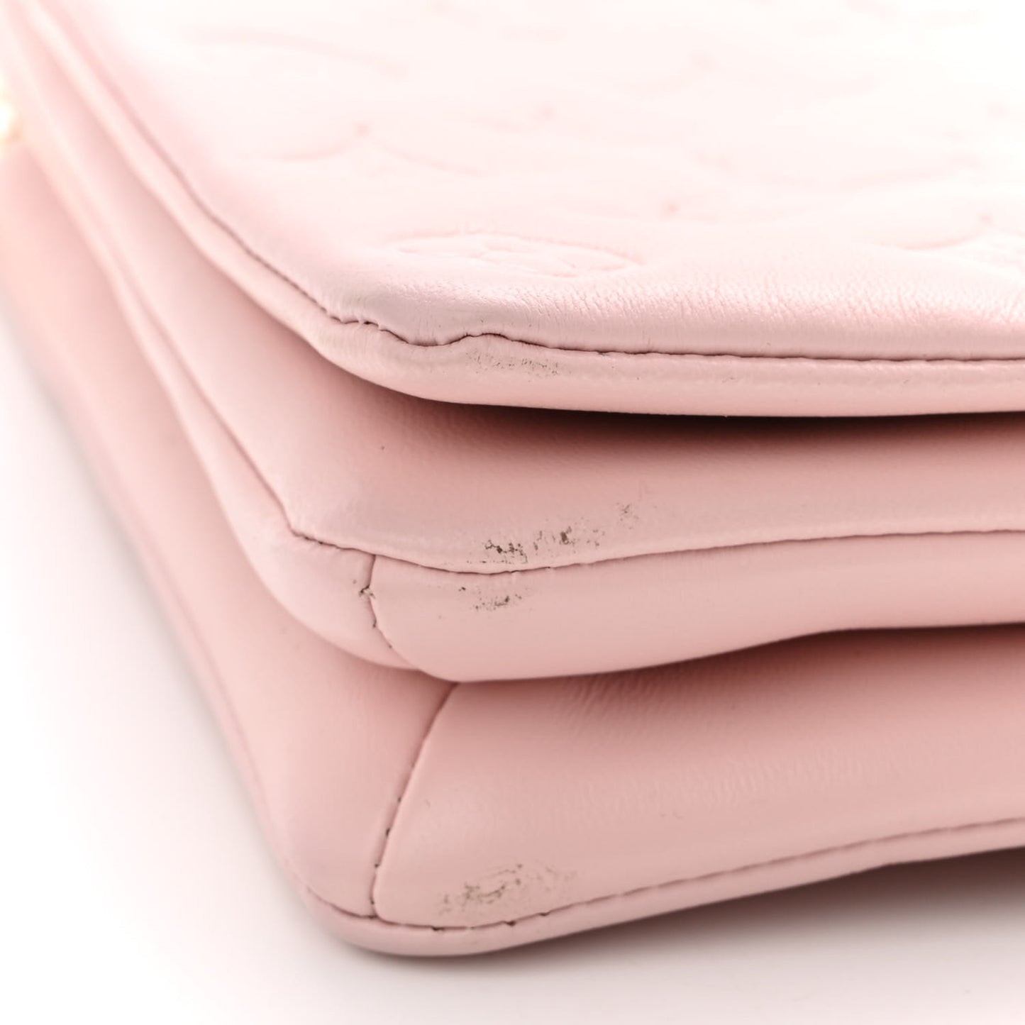 Lambskin Embossed Monogram Pochette Coussin Rose