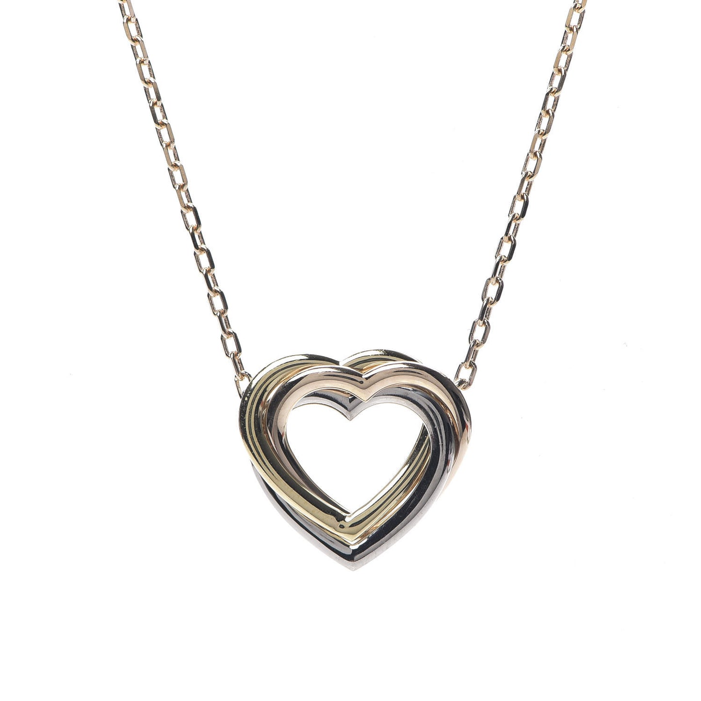 18K Pink Yellow White Gold Trinity Heart Necklace