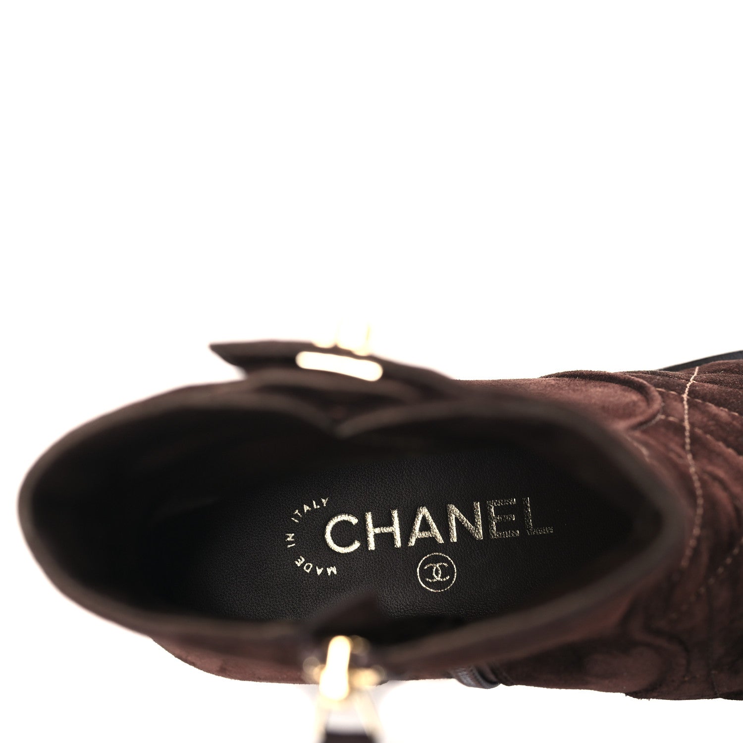 Chanel Suede Patent Calfskin Quilted Cap Toe Short Boots 38 Brown Black 8 of 9
