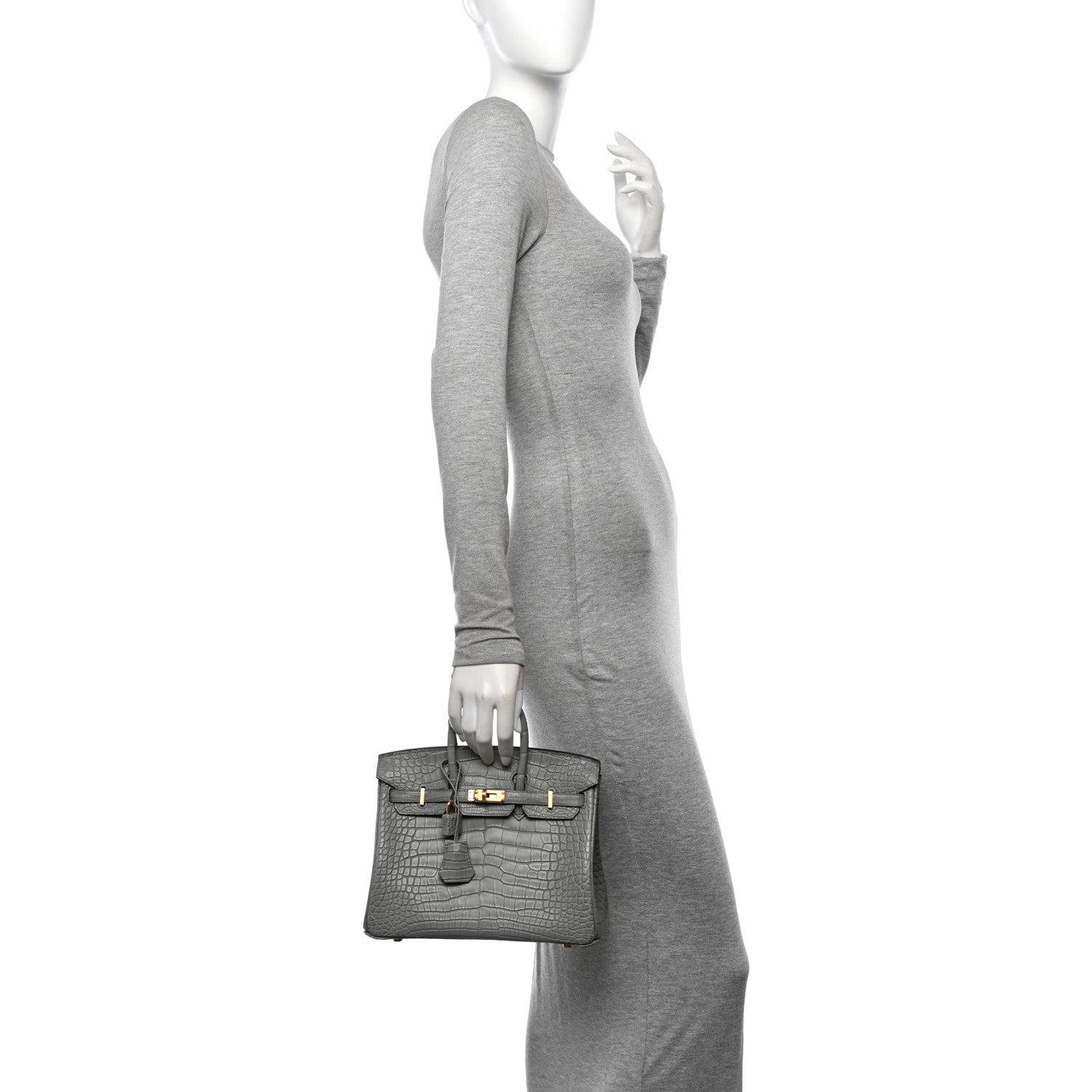 Hermes Matte Alligator Birkin 25 Gris Ciment 2 of 11