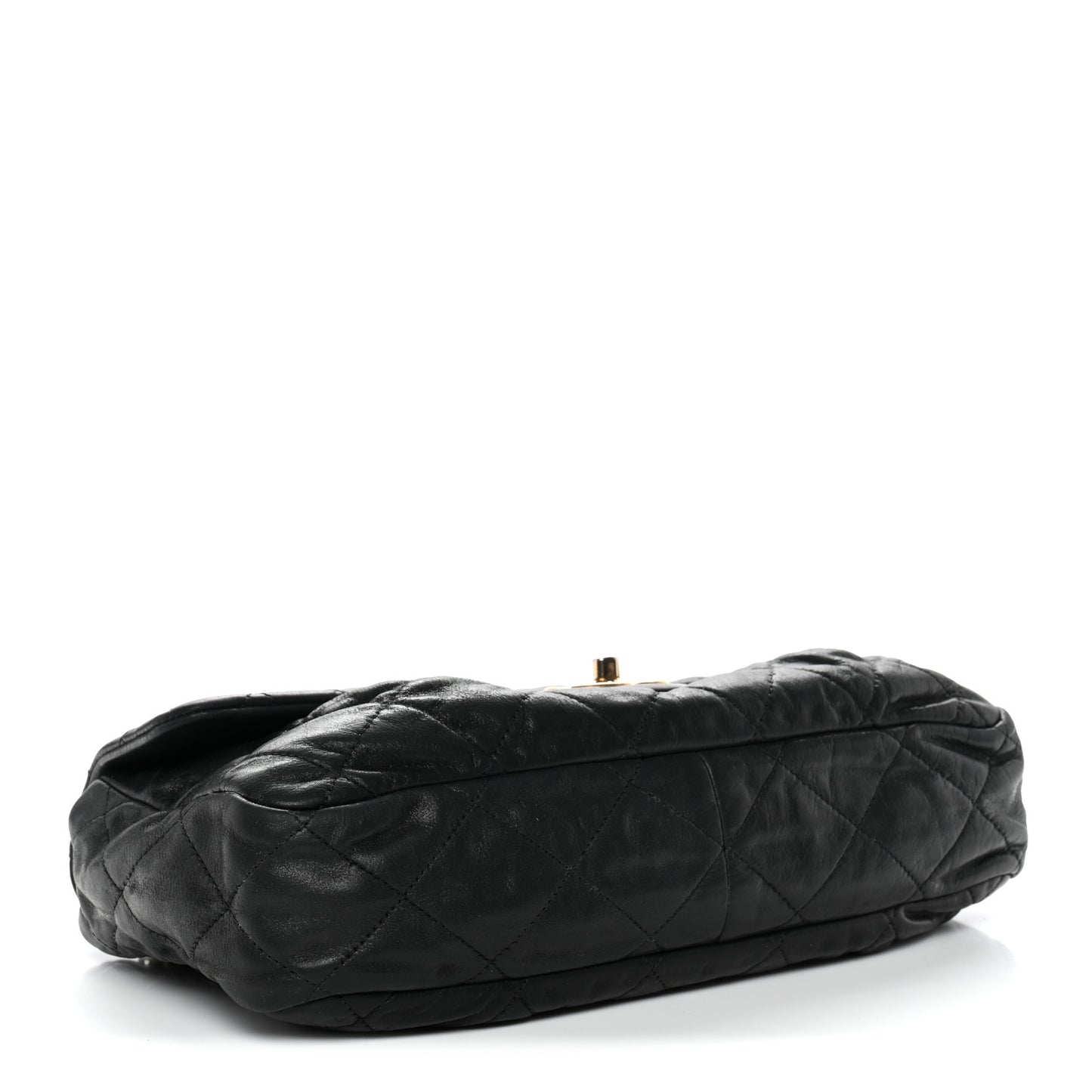 Iridescent Calfskin Large Chic Quilt Flap Black