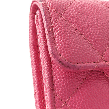 Chanel Caviar Quilted Flap Card Holder Wallet Pink 9 of 11