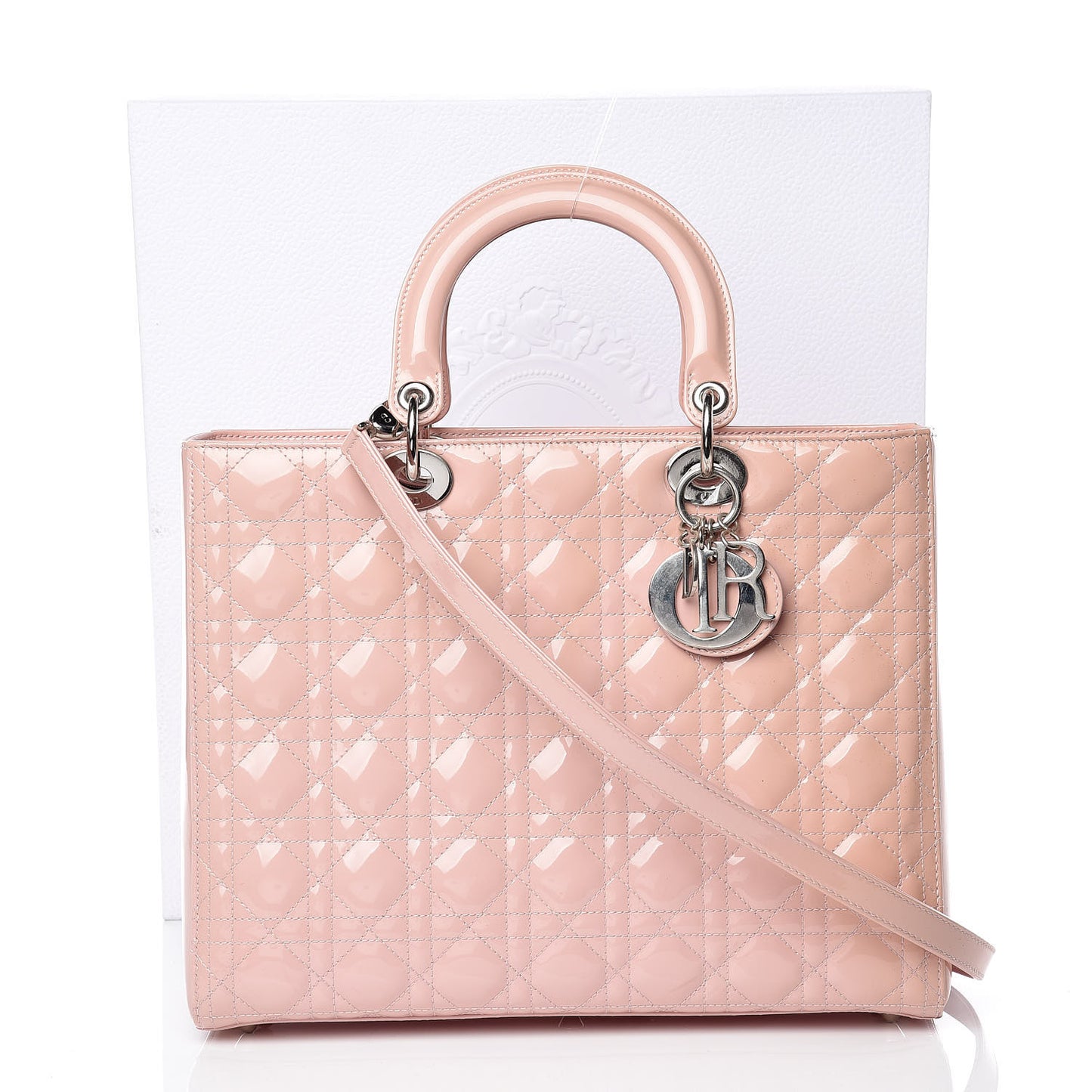 Patent Cannage Large Lady Dior Light Pink