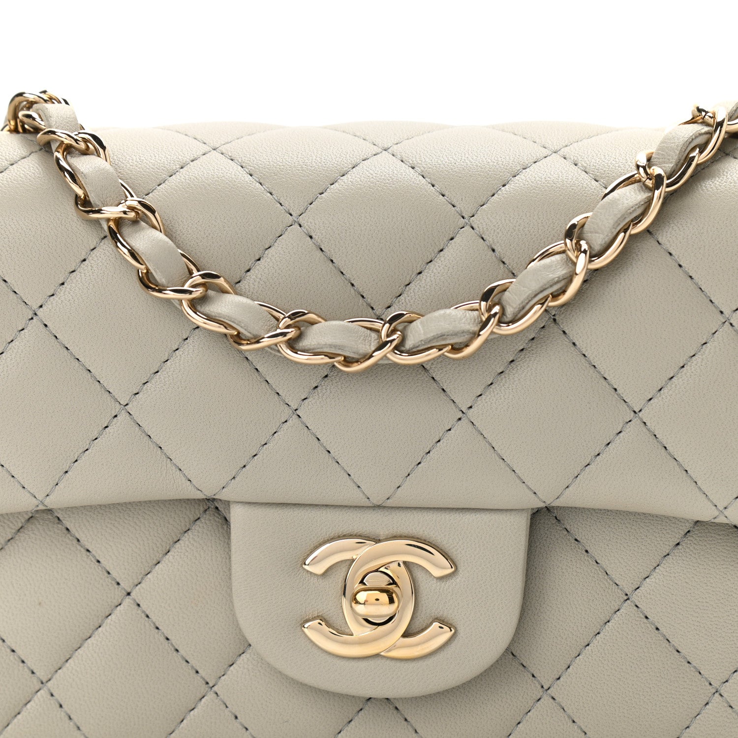 Chanel Lambskin Quilted Mini Rectangular Flap Grey 8 of 12