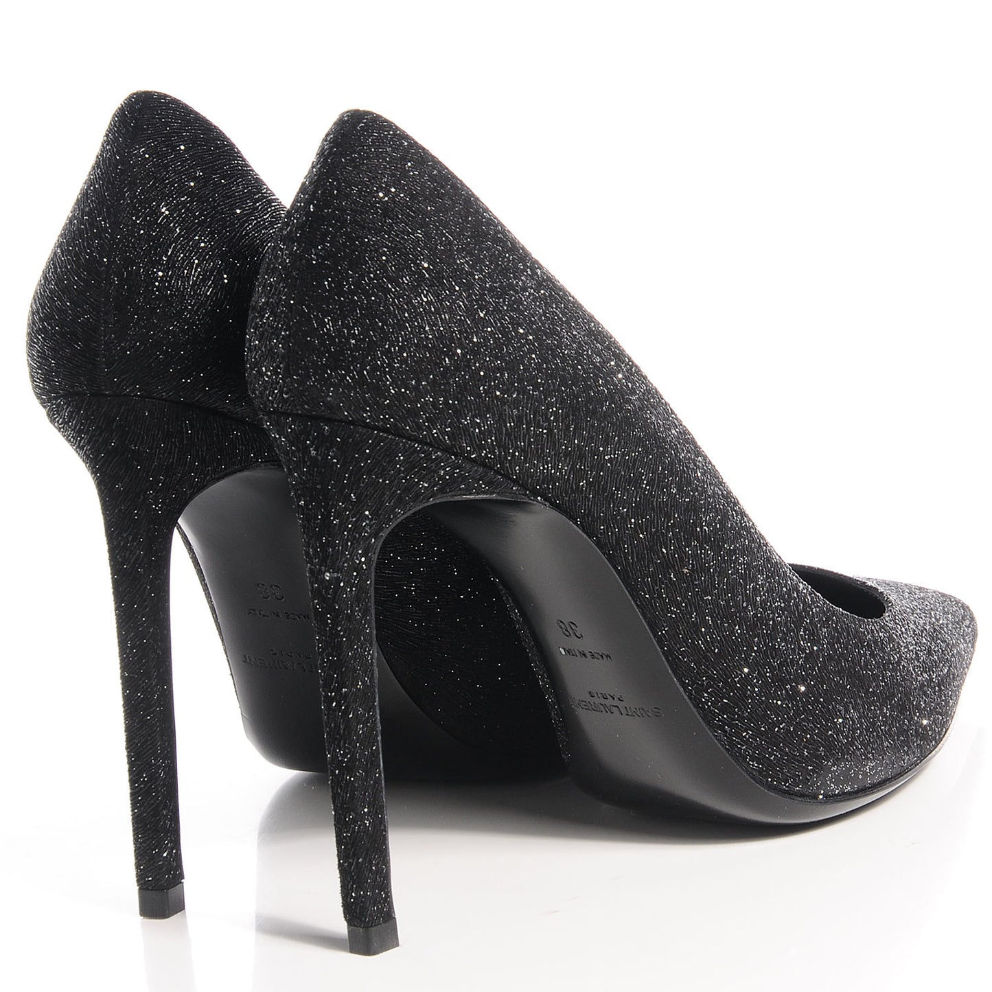 Glitter Goatskin Paris 105 Pump 38 Black Silver