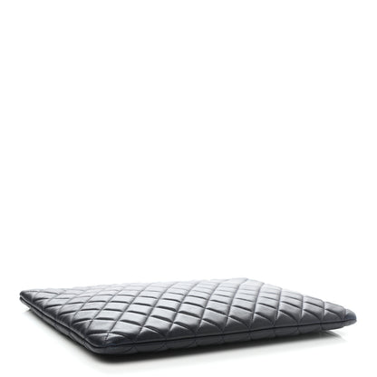 Chanel Lambskin Quilted Large Cosmetic Case Navy 4 of 7