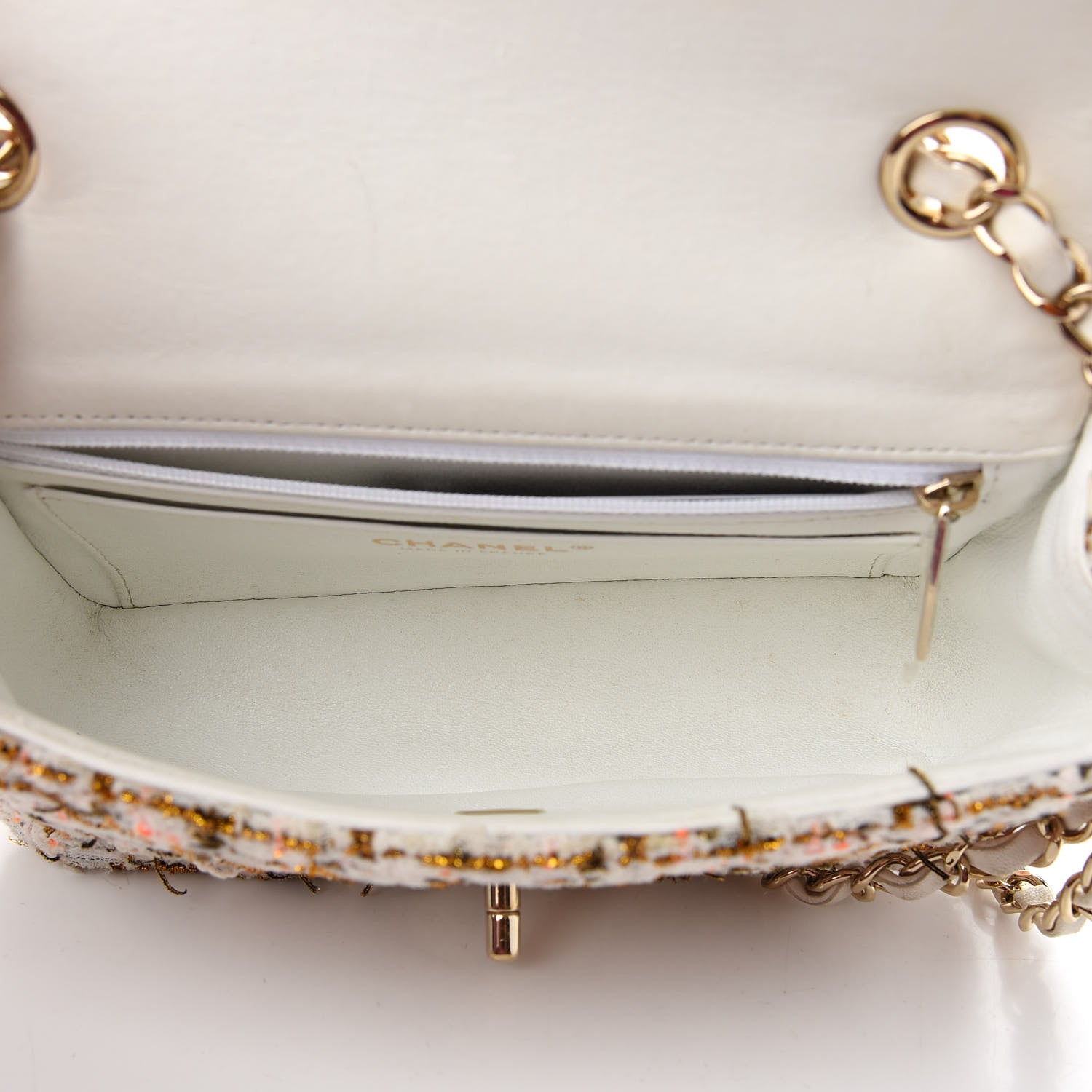 Chanel Tweed Quilted Mini Rectangular Flap White 5 of 10