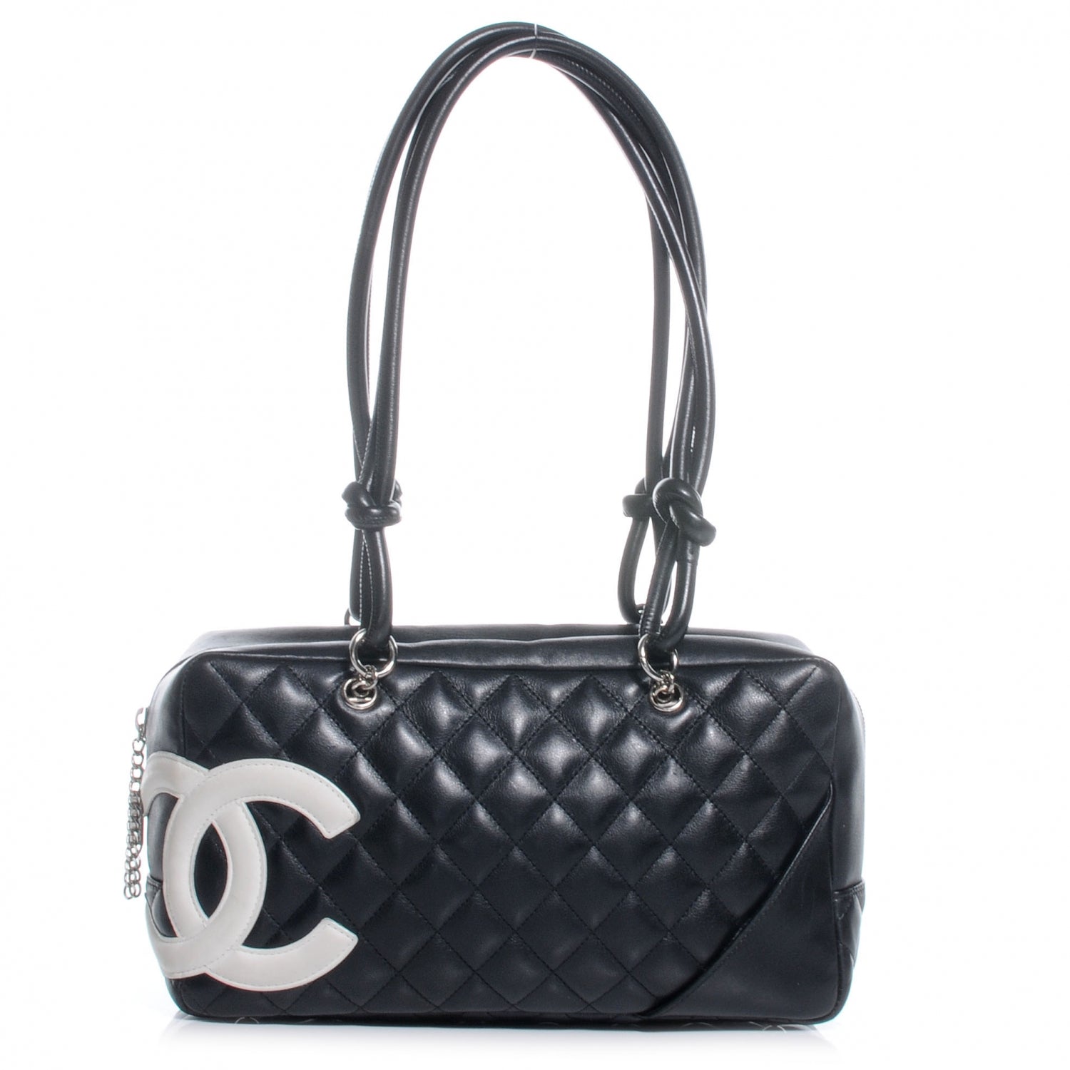 Chanel Calfskin Quilted Large Cambon Bowler Black White 1 of 7