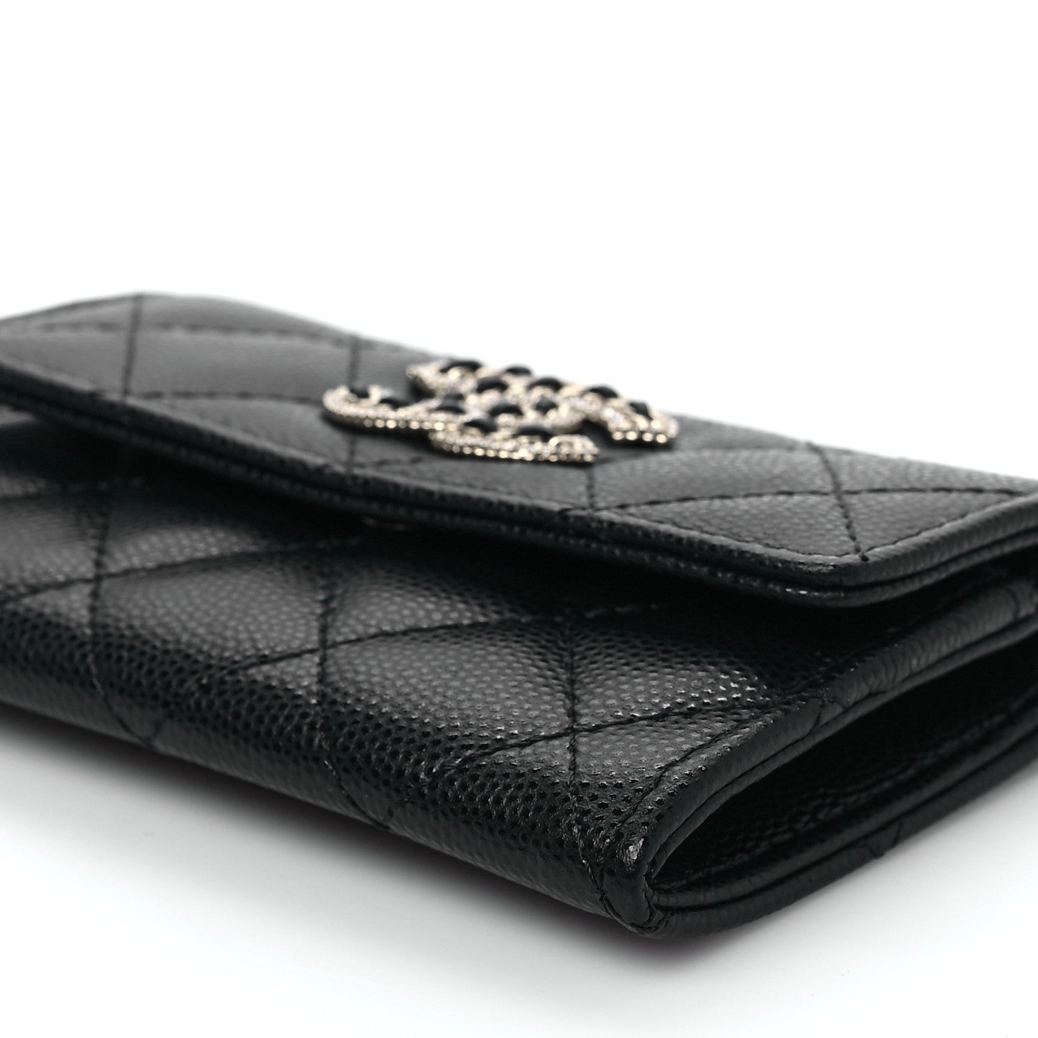 Chanel Caviar Quilted Crystal CC Flap Card Holder Black 9 of 9