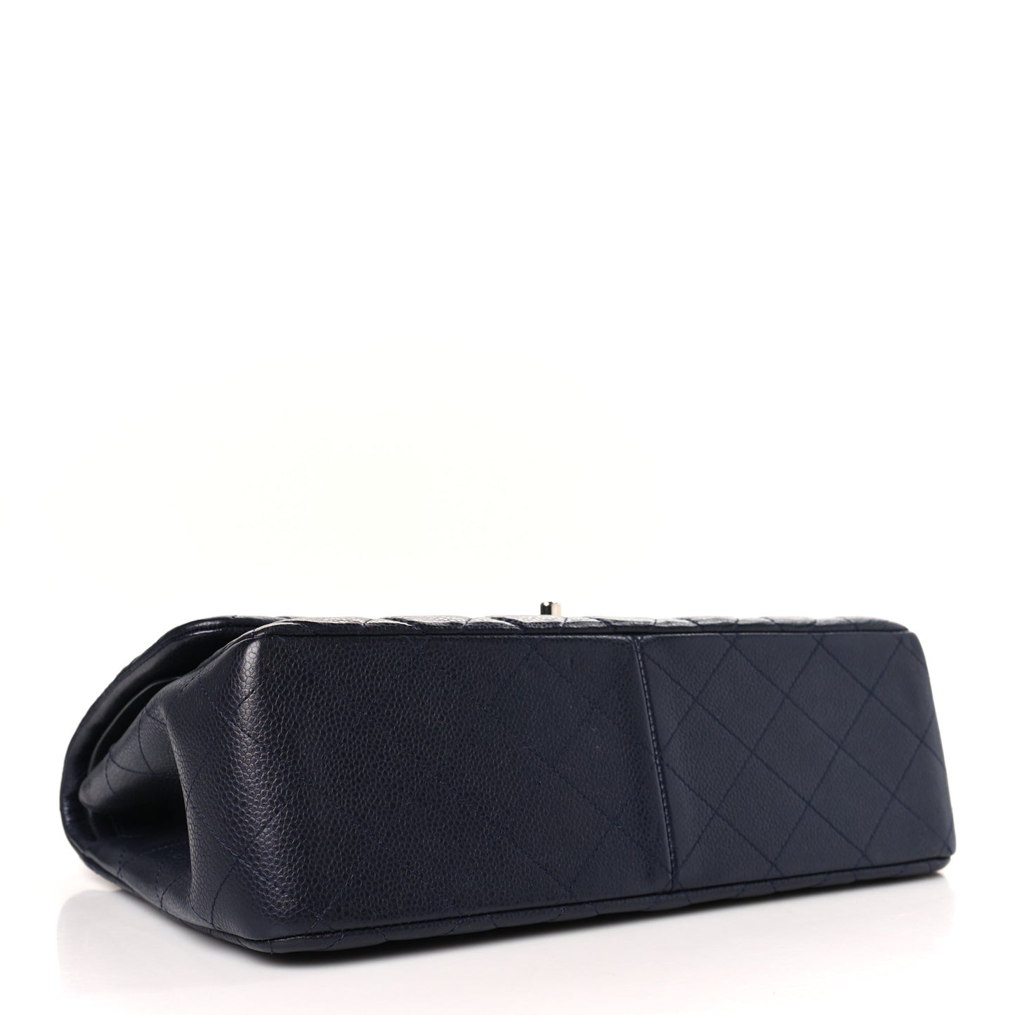 Caviar Quilted Jumbo Double Flap Navy Blue