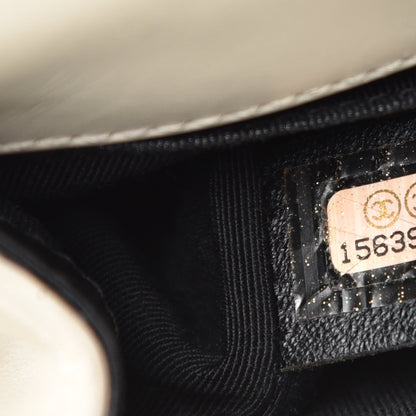 Chanel Glazed Calfskin Small Boy Flap White Black 7 of 12