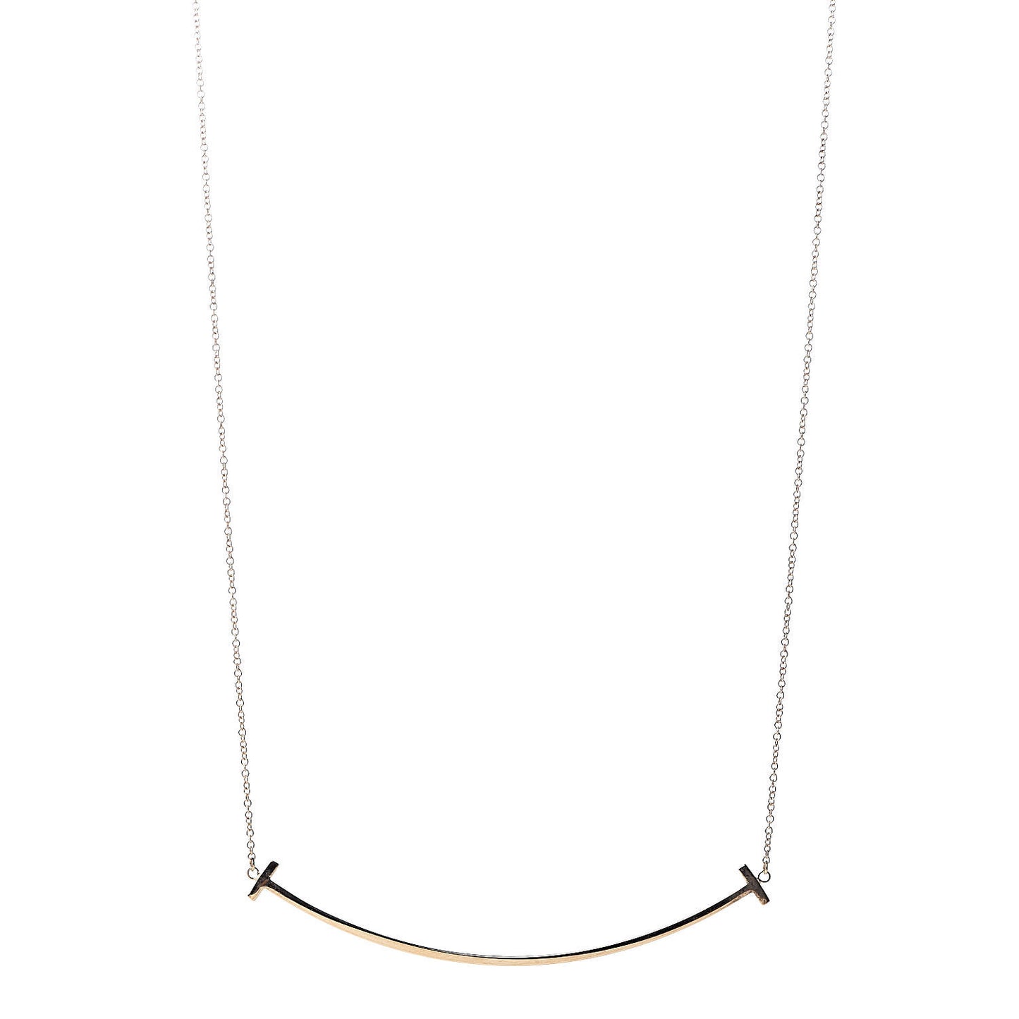 18K Yellow Gold Large T Smile Pendant Necklace