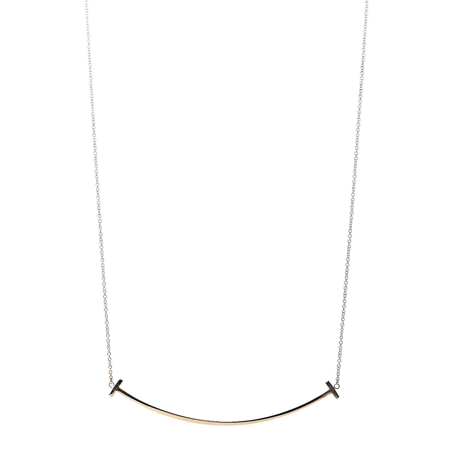 Tiffany 18K Yellow Gold Large T Smile Pendant Necklace 1 of 5