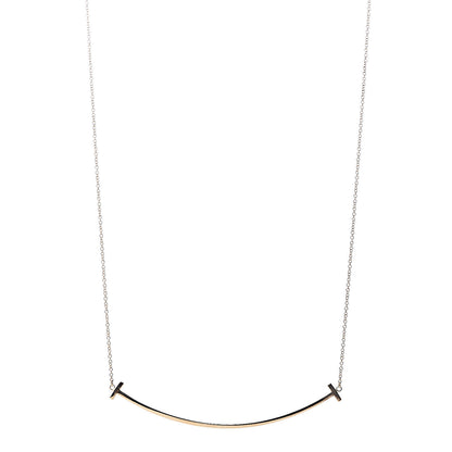 Tiffany 18K Yellow Gold Large T Smile Pendant Necklace 1 of 5