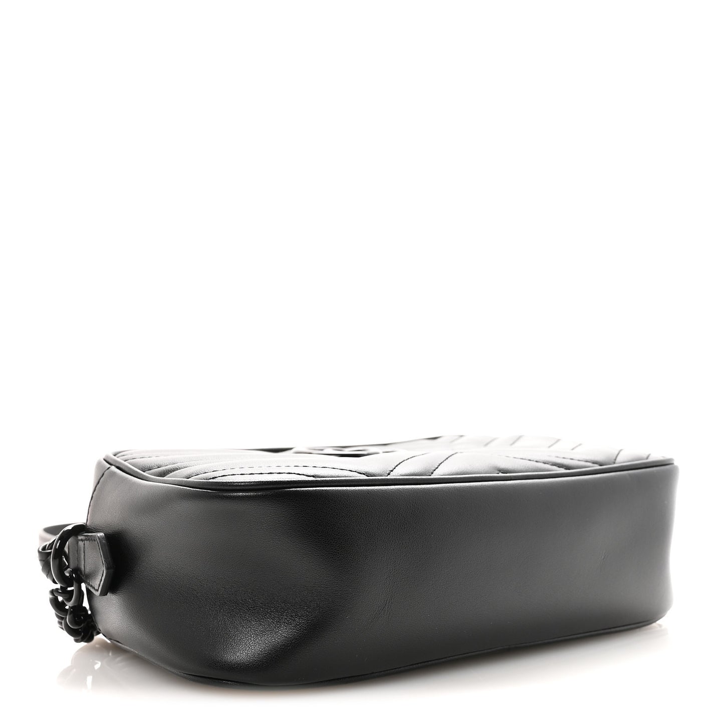 Calfskin Matelasse Monochrome Small GG Marmont Chain Shoulder Bag Black