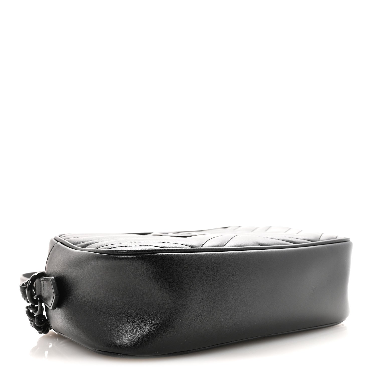 Gucci Calfskin Matelasse Monochrome Small GG Marmont Chain Shoulder Bag Black 4 of 9