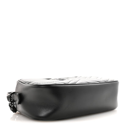 Gucci Calfskin Matelasse Monochrome Small GG Marmont Chain Shoulder Bag Black 4 of 9