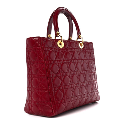 Christian Dior Lambskin Cannage Large Lady Dior Burgundy 3 of 15