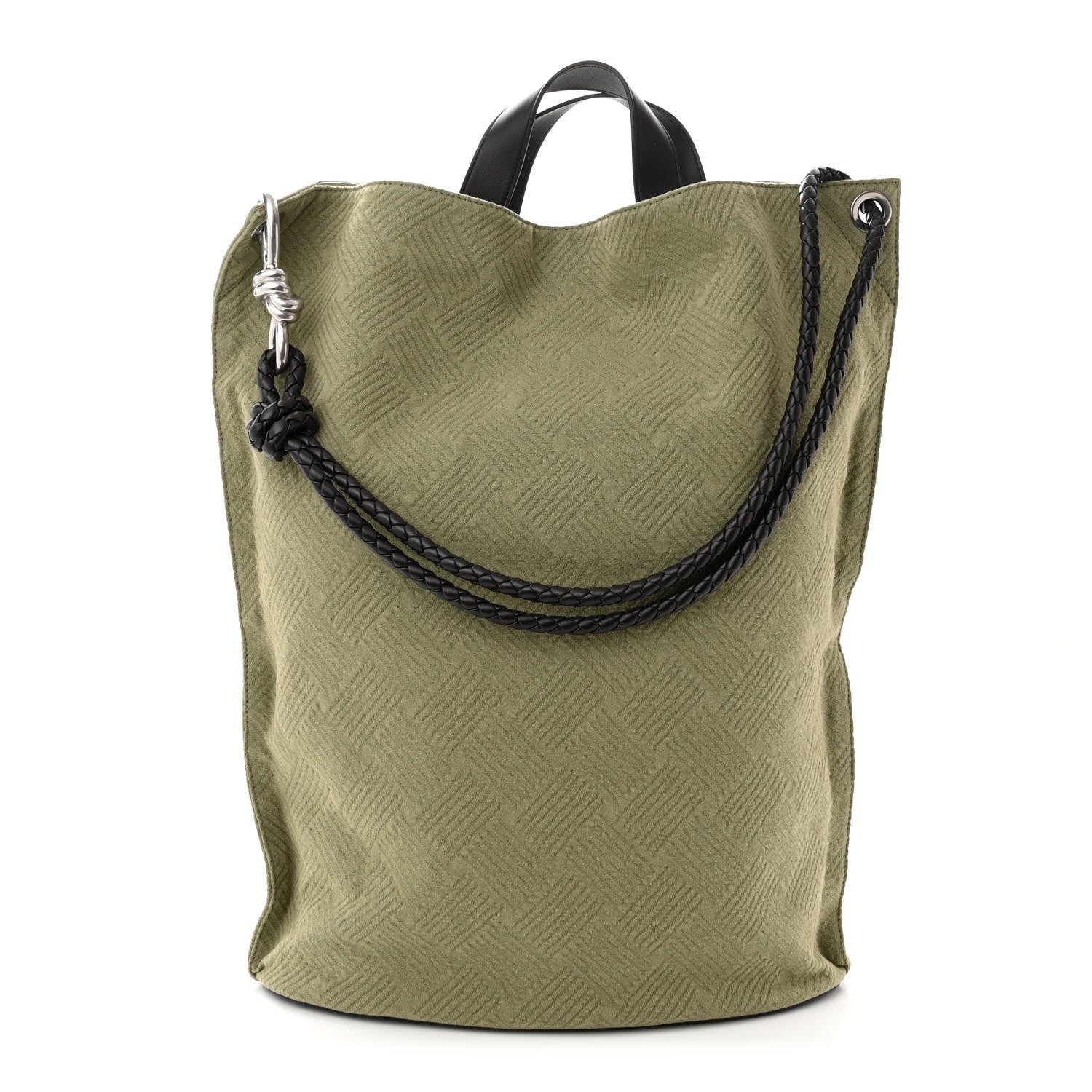 Bottega Veneta Jacquard Canvas Avenue Knot Tote Crocodile Ebano 1 of 9