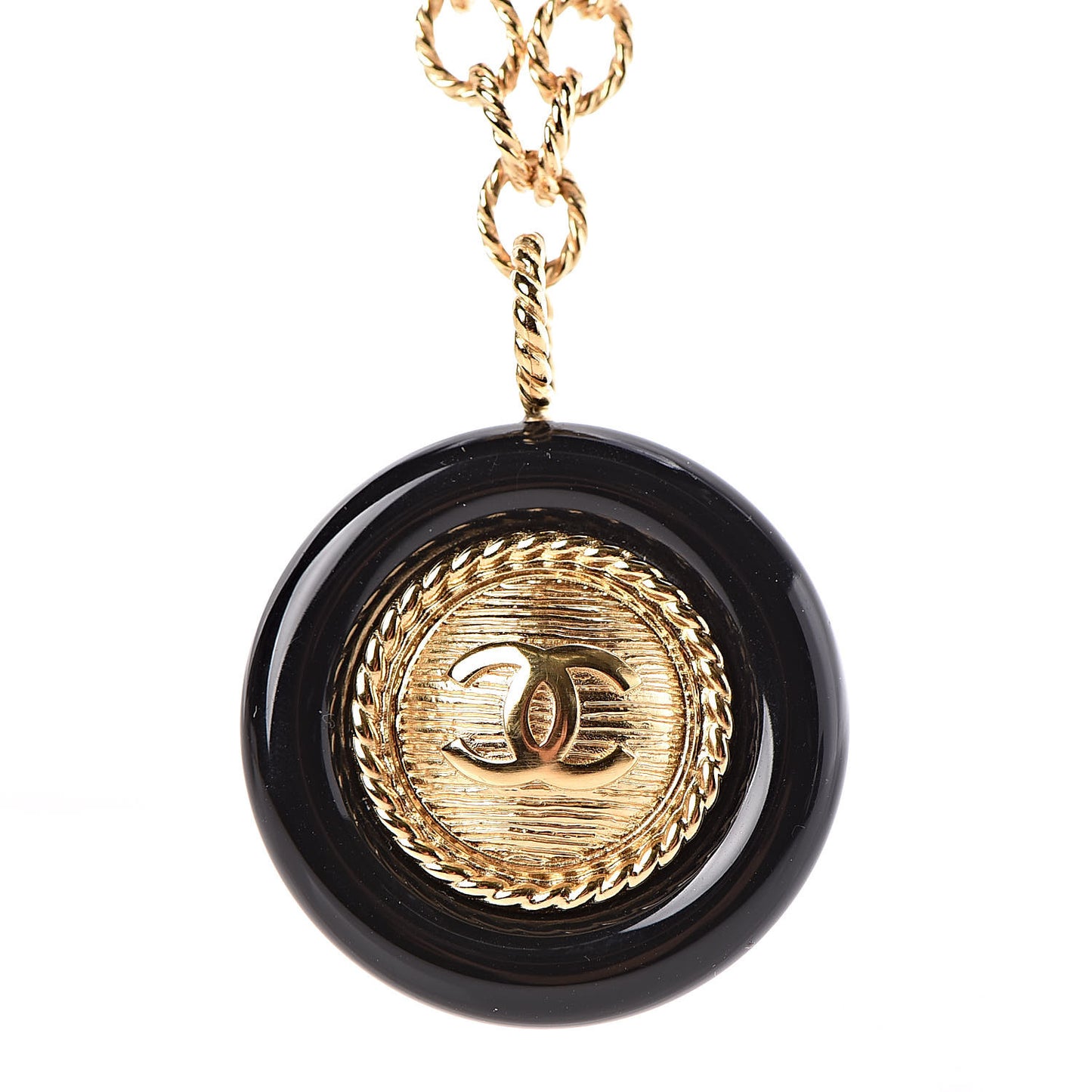 Resin Chain CC Pendant Necklace Gold Black