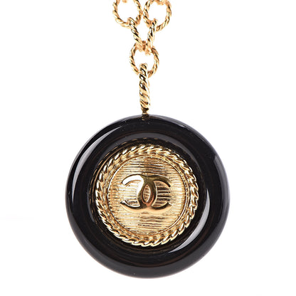 Chanel Resin Chain CC Pendant Necklace Gold Black 4 of 7
